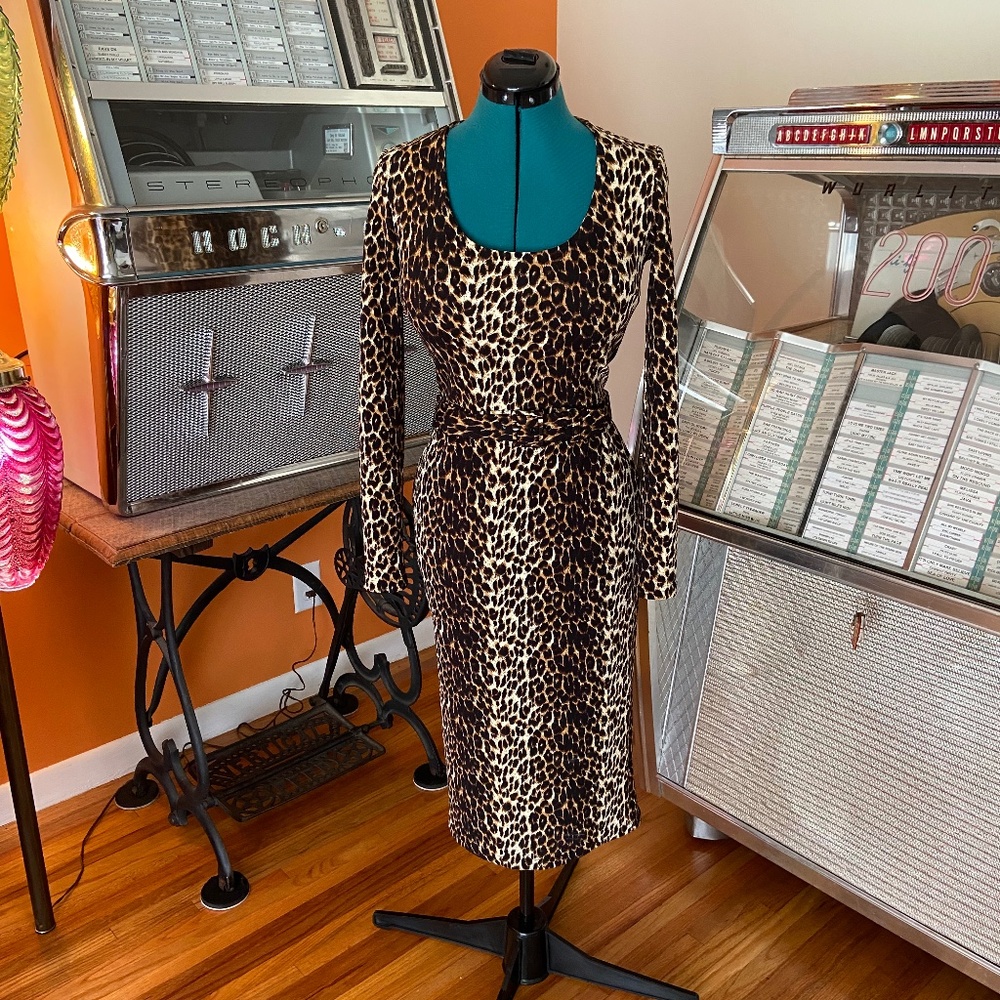 Vixen by Micheline Pitt Leopard Troublemaker Dress M NWOT